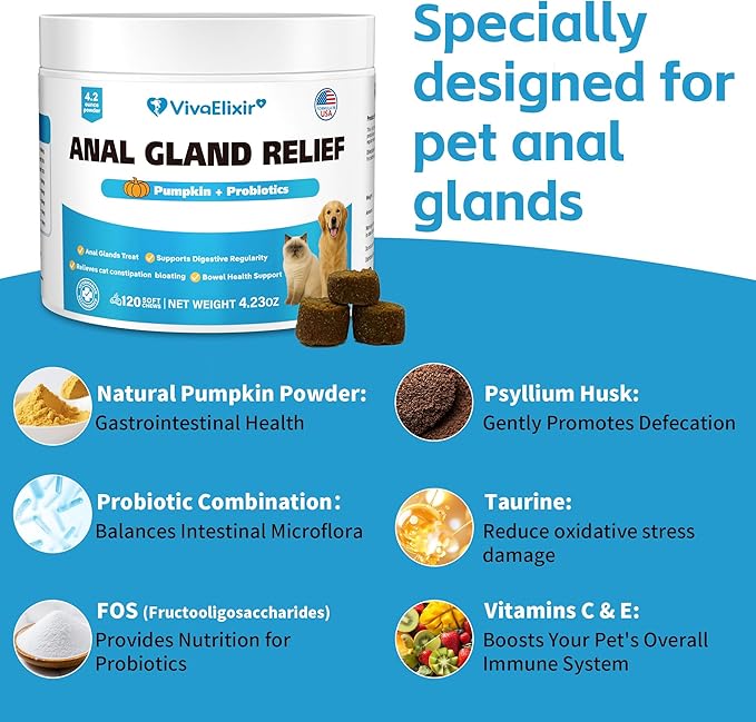 Cat Constipation Relief - Chewable Tablets - with Pumpkin, Psyllium Husk, Prebiotics & Probiotics - Supports Gut Hydration, Bowel Regularity & Immune Health - 120 Tablets-PawvioPets