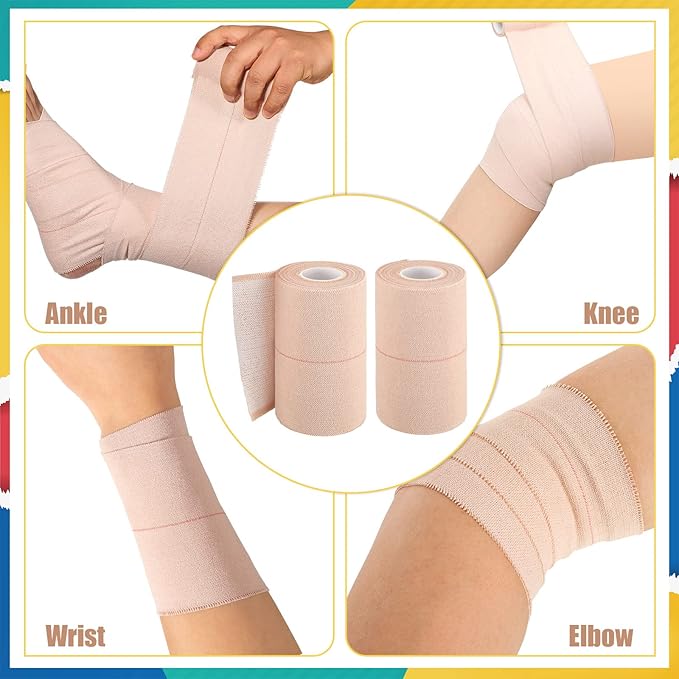 4 Rolls Elastic Tape Adhesive Elastic Tape Self Adhesive Bandage Wrap Flexible Stretch Bandages for Sports Ankle, Knee and Wrist Sprains Animal Pets, 5 Yard (4 Inch in Width)-PawvioPets
