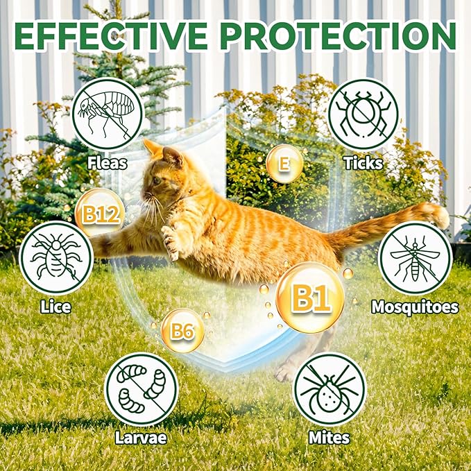 Flea & Tick Support for Cats – Natural Herbal Drops with Multivitamin – Fleas and Ticks Comfort Formula for Cat All Breeds & Ages – Bacon Flavor-PawvioPets