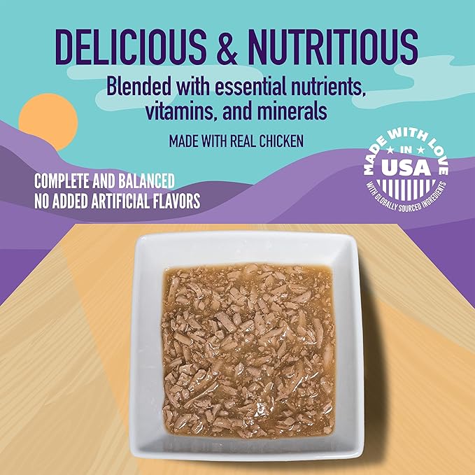 A Strong Heart Canned Wet Cat Food, Shredded Chicken Dinner in Gravy - 5.5 oz Cans (Pack of 24), Made in The USA with Real Chicken-PawvioPets