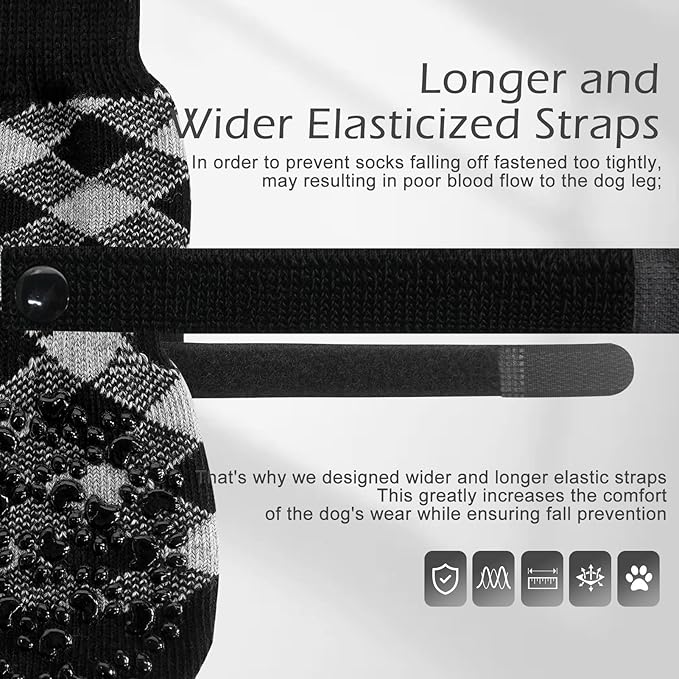 EXPAWLORER Anti Slip Dog Socks to Prevent Licking Paws, Dog Shoes for Hot Pavement, Dog Booties for Small Medium Large Senior Dogs, Traction Control Boots & Paw Protectors for Hardwood Floors-PawvioPets