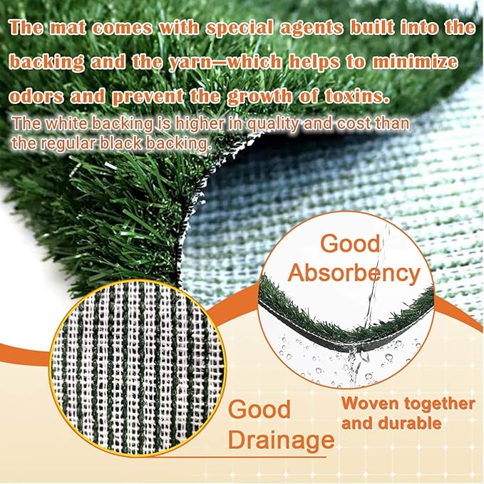 Dog Grass Pad with Tray 25"X20" - Portable Dog Litter Box for Balcony/Patio, Indoor/Outdoor Artificial Turf Pet Potty for Puppy Training, with Washable Pee Pad and Fake Grass Mat-PawvioPets