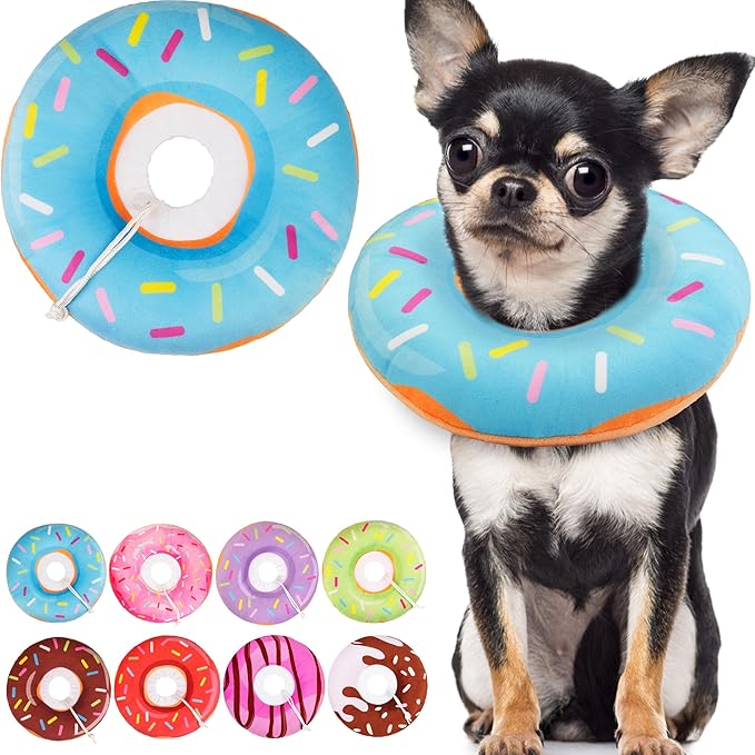 Cat Cone Collar Soft, Cute Cat Donut Collar After Surgery, Adjustable Kitten Recovery Cones to Stop Licking, Lightweight Neck Elizabethan Collars for Cats Kittens (Blue, Large)-PawvioPets