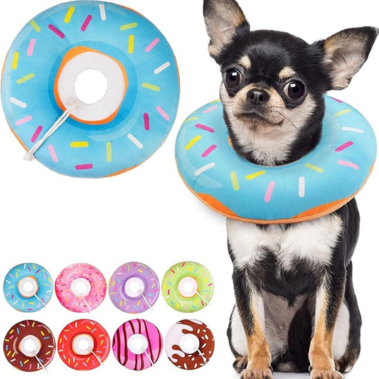 Cat Cone Collar Soft, Cute Cat Donut Collar After Surgery, Adjustable Kitten Recovery Cones to Stop Licking, Lightweight Neck Elizabethan Collars for Cats Kittens (Blue, Large)-PawvioPets