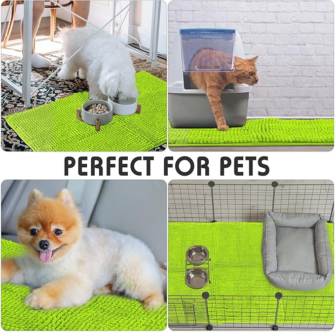 Amylove 4 Pcs Guinea Pig Cage Liner Guinea Pig Bedding Washable Fleece Pee Pads Reusable Small Animals Training Mat Small Animal Sleeping Bed for Bunny Hamster(Green,16 x 24 Inch)-PawvioPets