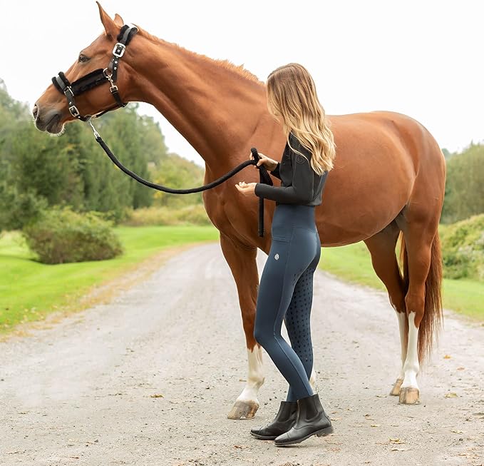 Equinavia Valkyrie Soft Ultra Fleece Padded Adjustable Breakaway Horse Halter - Black/Black - Warmblood-PawvioPets