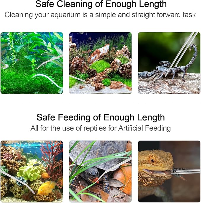 Aquarium Tweezers Extra Long 15 inches Feed Tong clamps - FEITA Straight and Curved Stainless Steel 38cm Tweezers Set for Fish Tank Plants Aquascape Tools & Reptile Feeding Tongs - Sliver 2Pcs-PawvioPets