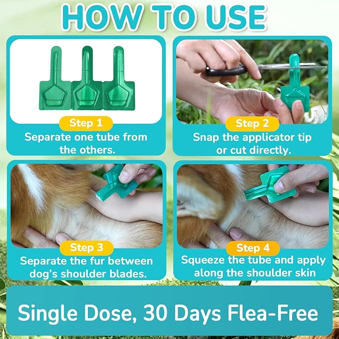 Flea and Tick Prevention for Dogs, 6-Month Supply Dog Flea and Tick Treatment Drops, Topical Fast-Acting Dog Treatment for Medium Dogs Up to 23 to 44 lbs-PawvioPets