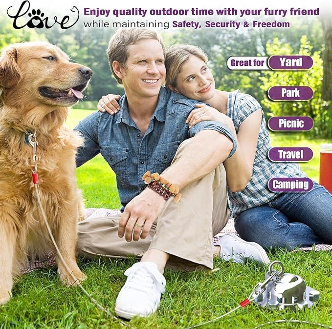 360° Swivel Dog Tie Out Stake Dog Anchor - 2025 Upgrade - Heavy Duty Stainless Steel Dog Yard Stake for Small to Large Dogs 6 PCS Dog Tethers Holds 1500Lbs of Pull Force Great for Yard Camping Outdoor-PawvioPets