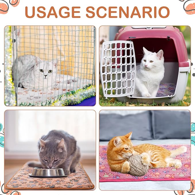 4 Pcs Waterproof Guinea Pig Blankets Washable Small Animal Fleece Bedding Absorbent Guinea Pig Cage Liners Reusable Pet Pee Pad Sleep Mat Pad Cover for Hamster Ferret (Paw Print, 18 x 13 Inch)-PawvioPets