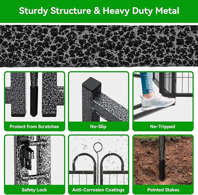 Dog Playpen Outdoor 32 Panels Heavy Duty Dog Fence 40" Height Anti-Rust with Doors Portable for RV Camping Yard, Total 71FT, 406 Sq.ft, Snowy Black-PawvioPets