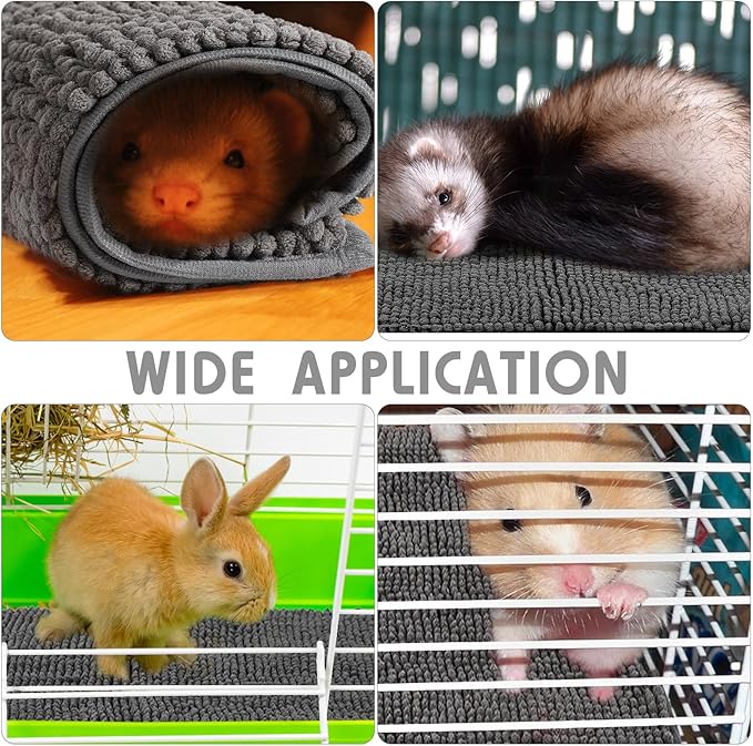 Amylove 4 Pcs Guinea Pig Cage Liner Guinea Pig Bedding Washable Fleece Pee Pads Reusable Small Animals Training Mat Small Animal Sleeping Bed for Bunny Hamster(Dark Gray,12 x 12 Inch)-PawvioPets