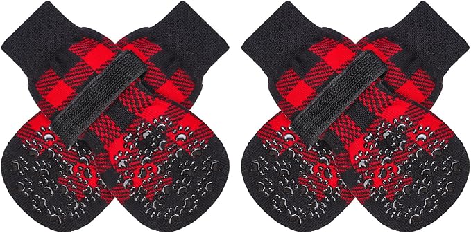 EXPAWLORER Anti-Slip Dog Socks-Double Sides Grips Traction Control on Hardwood Floor,Dog Shoes for Hot/Cold Pavement,Best Paw Protector,Prevents Licking,for Puppy Small Medium Large Senior Dogs-PawvioPets