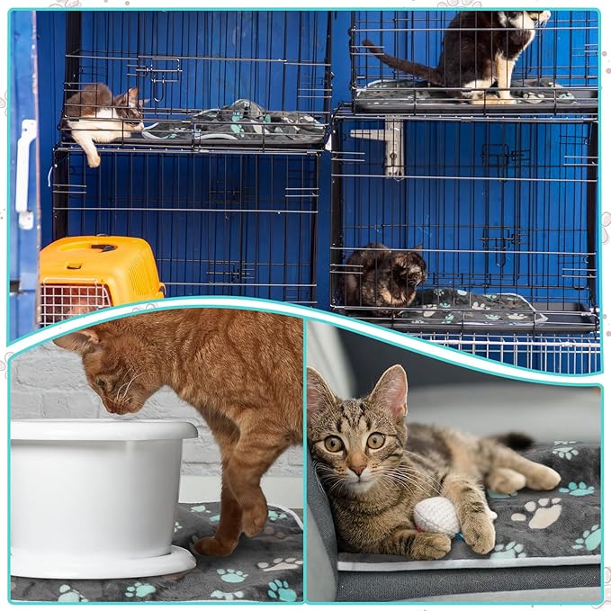 4 Pcs Waterproof Guinea Pig Blankets Washable Small Animal Fleece Bedding Absorbent Guinea Pig Cage Liners Reusable Pet Pee Pad Sleep Mat Pad Cover for Hamster Ferret (Cute Paw,24 x 16 Inch)-PawvioPets