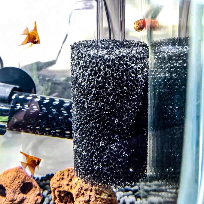 6X Pre-Filter Sponge for Aquarium Shrimp Fry Fish Tank Filter Pump Prefilter Sponge Replacement Foam Cover 3.2 X 1.6 Inch with 0.6" Hole Diameter-PawvioPets