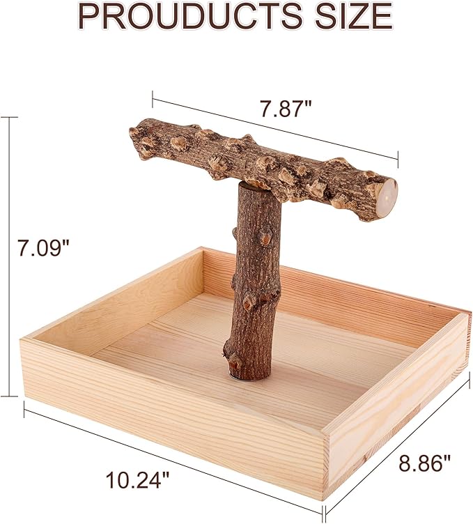 Bird Perch, Portable Tabletop Bird Stand, Training Play T Shaped Stand for Parrot Parakeet Cockatiels Conures Budgies Finch Lovebirds-PawvioPets