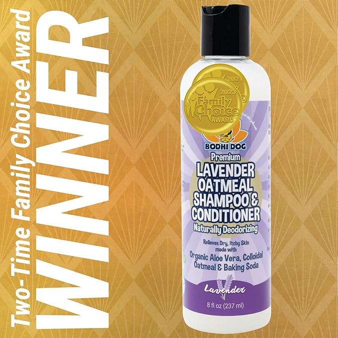 Bodhi Dog Premium Lavender Oatmeal Shampoo & Conditioner - Organic Formula for Dogs, Cats & Pets - Hypoallergenic, Soothes Dry, Itchy Skin & Supports Skin Health - Made in USA (8 Fl Oz)-PawvioPets