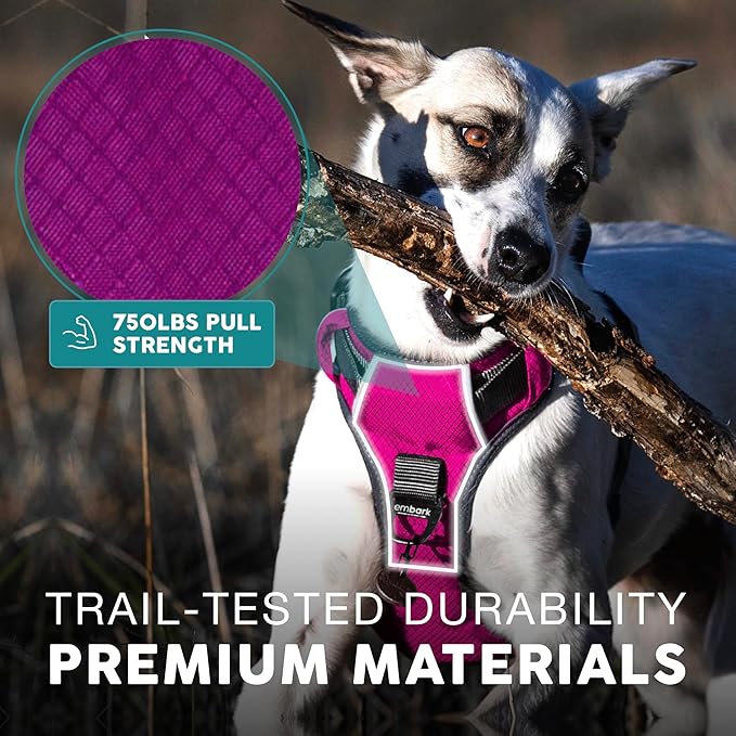 Embark Adventure Dog Harness, Reflective Trim No Pull Dog Harness for Large Dogs - Military Grade Nylon, Front Clip with Gel Lined Handle.-PawvioPets