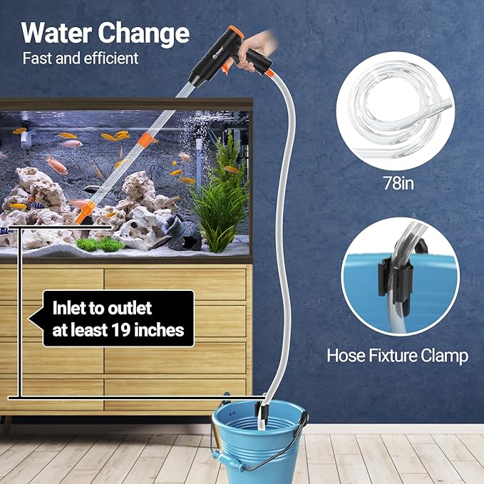 132GPH Manual Aquarium Gravel Cleaner, Fish Tank Siphon Vacuum Cleaner with Adjustable Water Flow for Cleaning Dirt, Water Change & Wash Sand Aquarium Cleaning Tools-PawvioPets