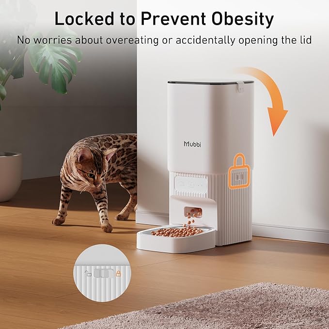 7L/29 Cups Automatic Dog Feeder, 5G WiFi Auto Cat Feeder with Desiccant Bag, Cat Food Dispenser, App Remote Feeding, Stainless Steel Bowl, Dual Power Supply, Ideal for 2-15mm Dry Food-PawvioPets