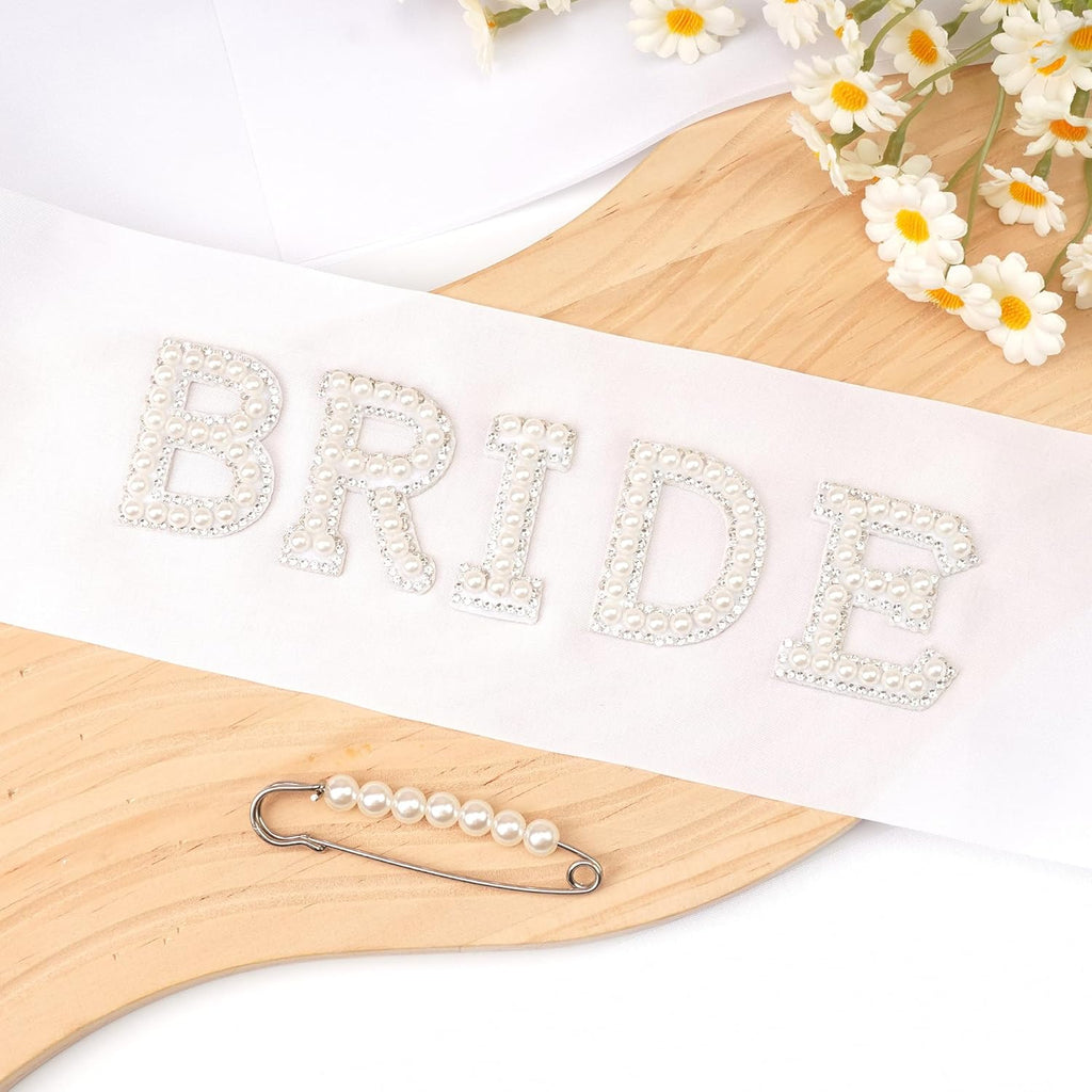 Yxiang Bride Sash,Bride To Be Sash Bachelorette Party Decorations Pearls Rhinestones Sashes Bridal Shower Gift