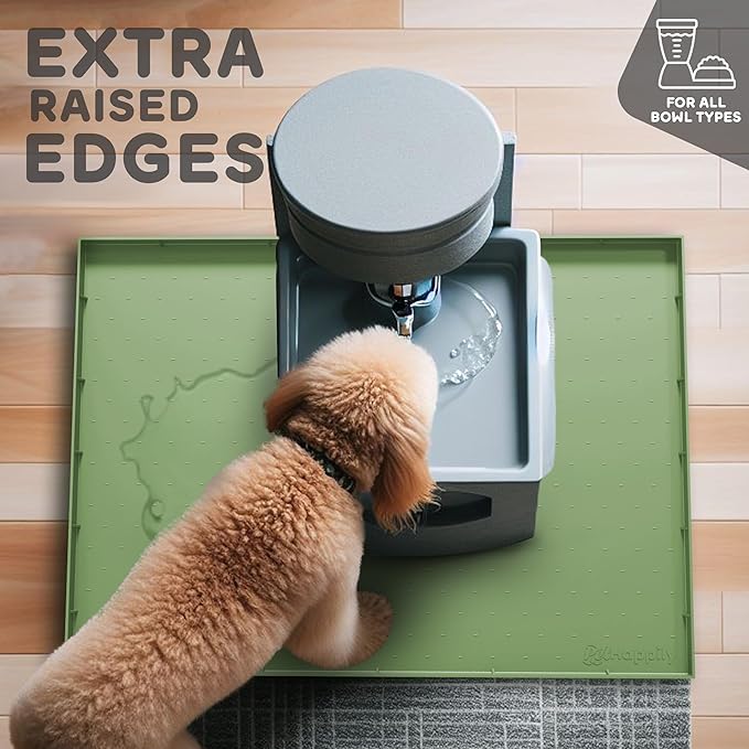 32x24x1” XL Dog Food Mat - All Purpose Under Sink Liner, Washer and Dryer Covers for The Top, Silicone Griddle Mat for Blackstone - Raised Edges Dog Mat for Food and Water Prevent Spill, Waterproof-PawvioPets