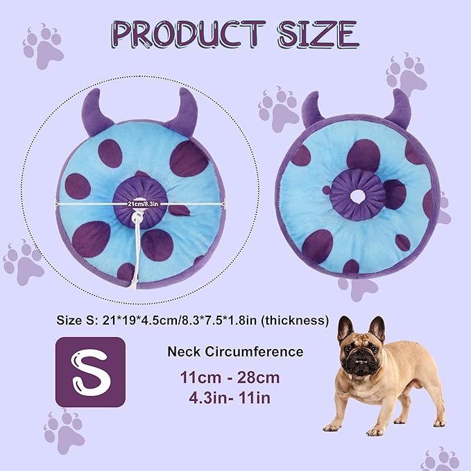 Adjustable Cat Collar Soft to Stop Licking After Surgery for Kitten, Alternative to Cone of Shame, Donut Cone for Cats, Pet Elizabethan Collar (Monster, Small)-PawvioPets