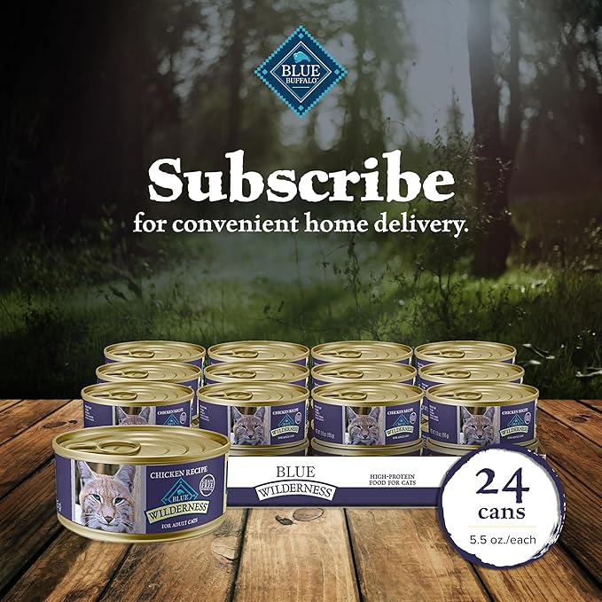 Blue Buffalo Wilderness High-Protein & Grain-Free Wet Cat Food Paté for Adult Cats 7+, Made with Natural Ingredients, Chicken Recipe, 3-oz. Cans (24 Count)-PawvioPets