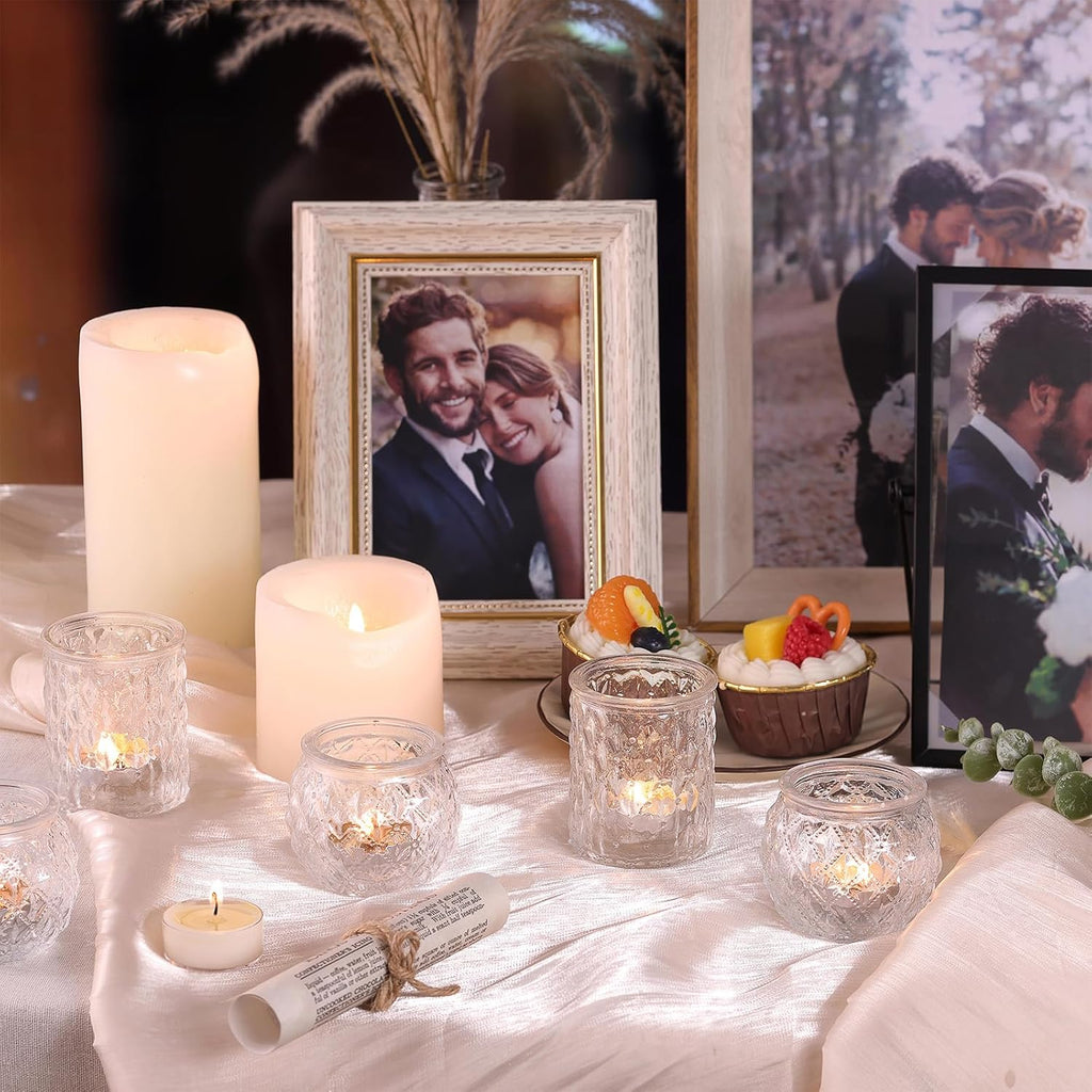 12pcs Assorted Votive Candle Holders for Wedding Centerpiece, Clear Tea Light Candle Holders, Glass Candle Holder for Table Centerpiece, Home and Party Decorations