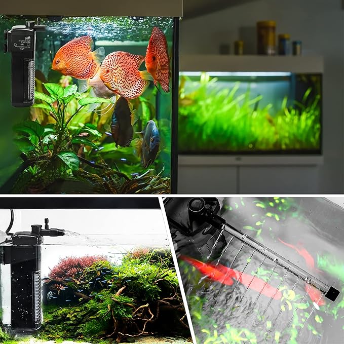 AQQA Aquarium Internal Filter Submersible Power Filter in-Tank with Adjustable Water Flow, Ultra Silent Sponge Filter for Fish Tank Water Crystal Clear-PawvioPets