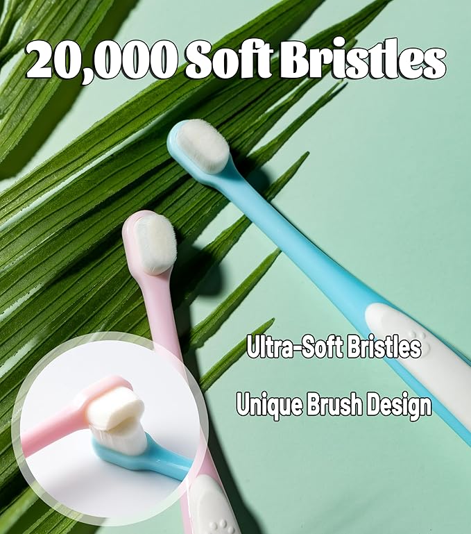 E.M&S.T by Emmeliestella Small Dog & Cat Toothbrush Micro Head, Cat Dental Care, Pets Toothbrush, Oral Hygiene, Easy to Handle, Deep Clean, Extra Soft Bristles, Independent Packaging, Blue&Pink 3PCS-PawvioPets