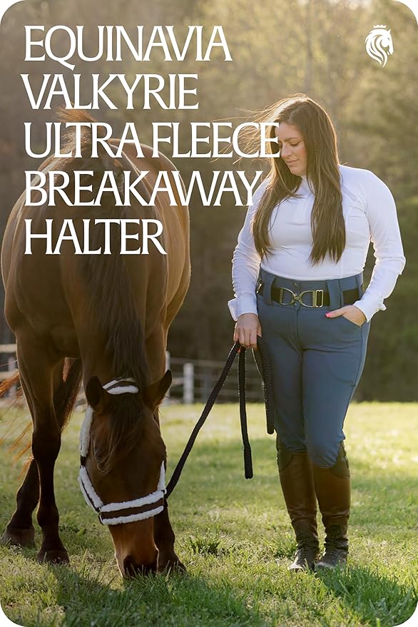 Equinavia Valkyrie Soft Ultra Fleece Padded Adjustable Breakaway Horse Halter - Brown/Ivory White - Horse-PawvioPets