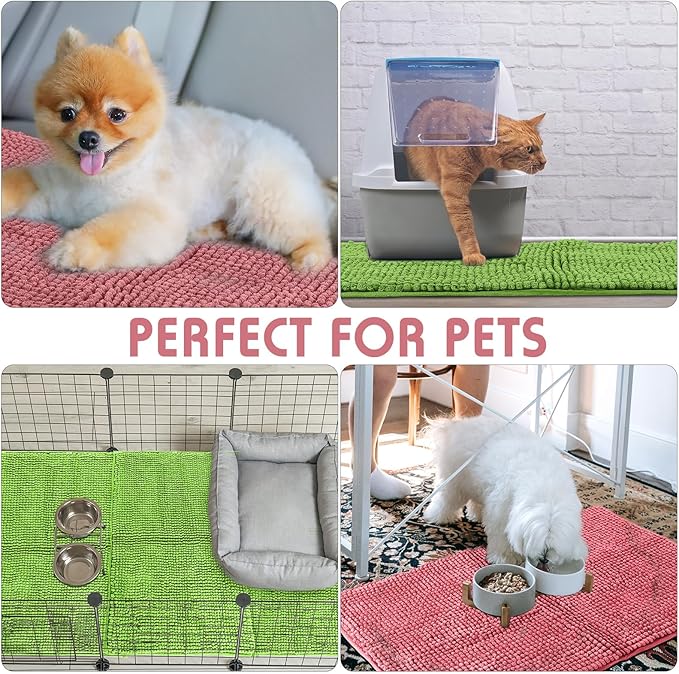 Amylove 4 Pcs Guinea Pig Cage Liner Guinea Pig Bedding Washable Fleece Pee Pads Reusable Small Animals Training Mat Small Animal Sleeping Bed for Bunny Hamster (Green Pink,16 x 24 Inch)-PawvioPets