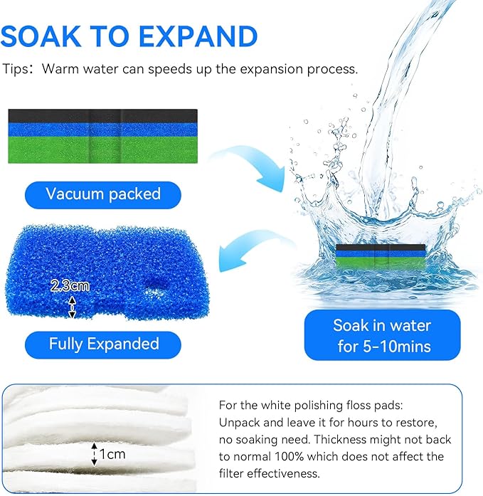 Canister Filter Pads Compatible with Penn Plax Cascade 1200/1500 CCF4UL/CCF5UL Replacement Canisters Filters Sponges for Aquariums Fish Tank Turtle Tank-PawvioPets