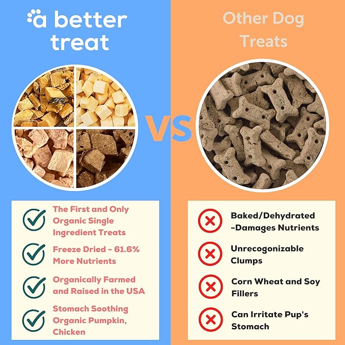 A Better Treat – Freeze Dried Organic Pumpkin, Wild Caught Salmon, Organic Grass Fed & Finished Pasture Raised Beef, Organic Chicken Dog and Cat Treats | Healthy, Diabetic Friendly | Made in The USA-PawvioPets