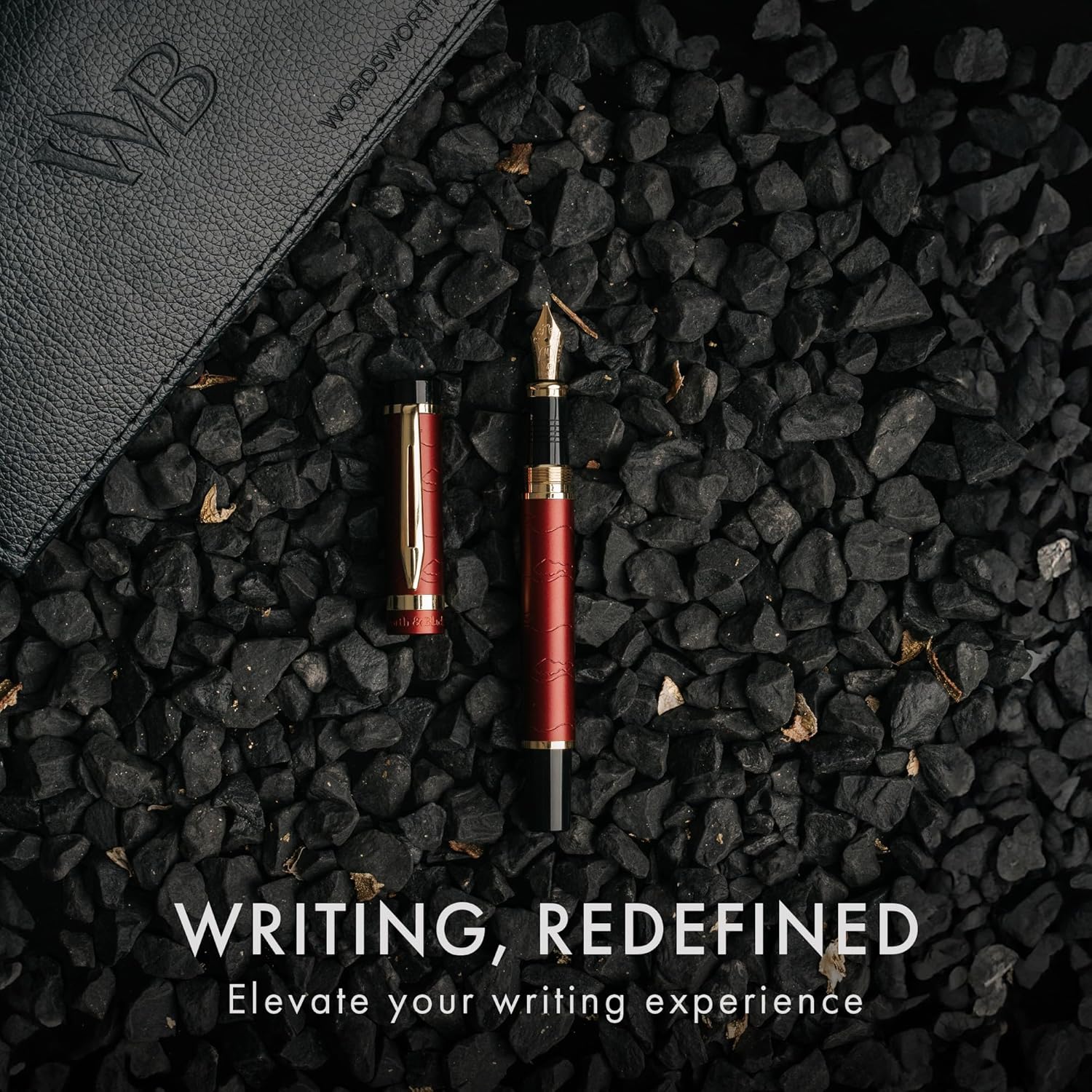 Wordsworth & Black Primori Fountain Pen Set [Red Gold]; Medium Nib, Gift Case, 24 Ink Cartridges, Refill Converter, Manual; Journaling, Calligraphy, Smooth Writing Pens; Left and Right Handed