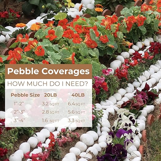 40lbs White River Rocks for Landscaping, 3-4 Inch Large Natural Unpolished Bulk Pebbles, Hand-Picked Premium Stones for Garden Design Fish Tank, Pathways and Backyard-PawvioPets