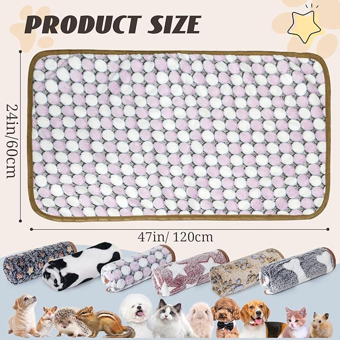 6 Pcs Washable Guinea Pig Blankets Absorbent Small Animal Fleece Bedding Cage Liners Reusable Pet Pee Pad Sleep Mat Pad Cover for Hamster Ferret Rabbit Chinchilla Hedgehog (Black, 24" x 47")-PawvioPets