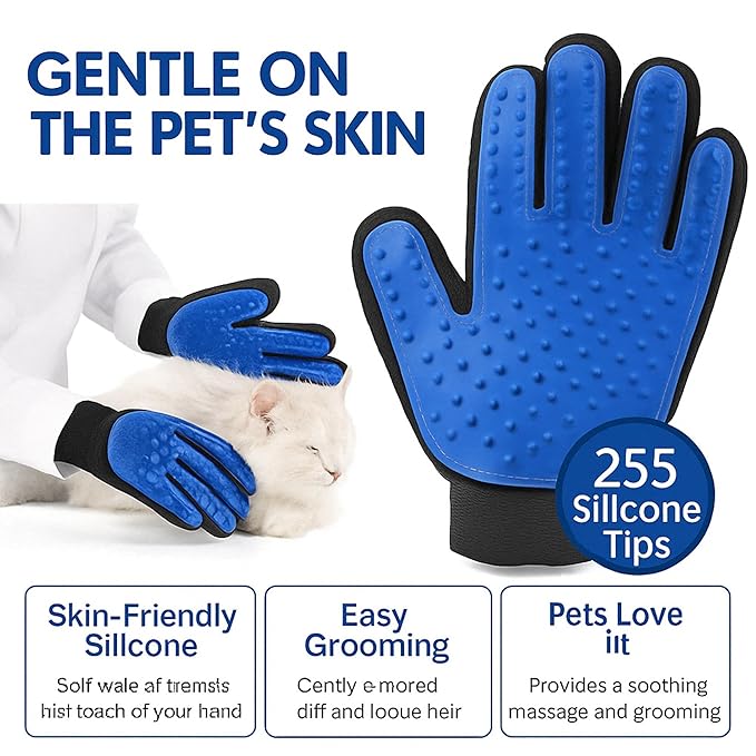 Cat Grooming Glove for Hair Removal – Pet Grooming Glove for Cats – Deshedding Brush Glove for Long Hair Cats – Cat Glove Brush Mitt – Soft Silicone Right Hand Glove – Easy to Clean-PawvioPets
