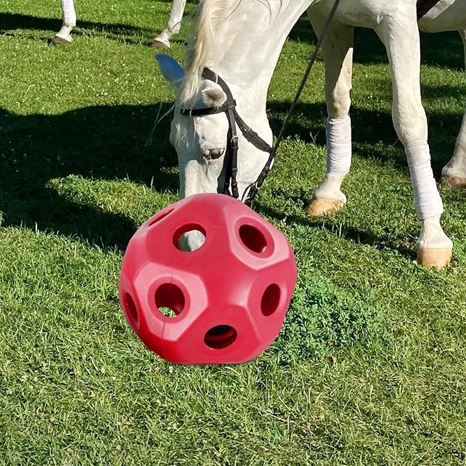Cute 15.7" Horse Treat Ball, Carrot Feeding Toy Ball Multifunctional Hanging Treat Snack Ball for Horse Stable Stall Paddock Rest, Red-PawvioPets