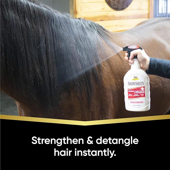 Absorbine ShowSheen Hair Polish & Detangler 32oz Spray Bottle, Horse and Dog Coat, Mane and Tail, Instant Detangling & Reduces Hair Breakage for Healthy Grooming & Radiant Shine-PawvioPets