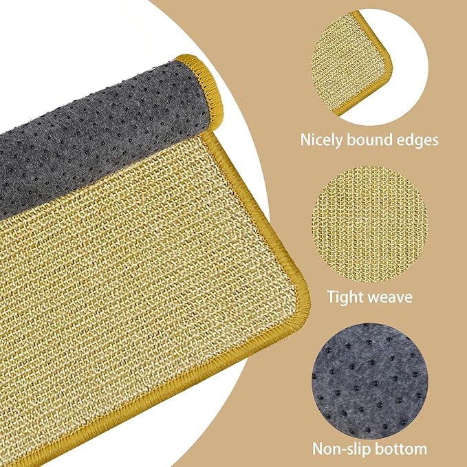 DYAUS Bunny Scratch Pads, Natural Sisal Rabbit Scratching Mats for Claws and Teeth Care, Indoor Bunny Chew Toys Bunny Bed for Biting Sleeping Nesting (3PCS, 16x12in)-PawvioPets