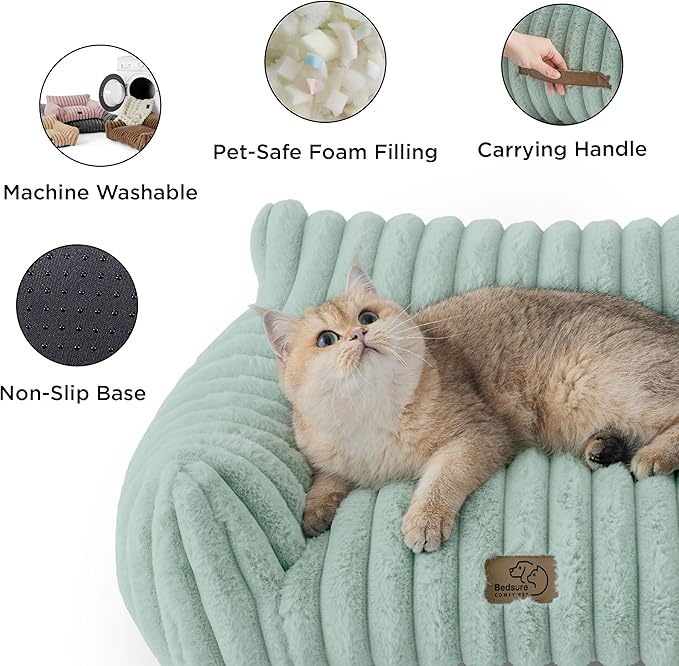 Bedsure Cute Dog Couch for Pets - Fluffy Dog Sofa with Premium Soft Corduroy Fleece, Pet Couch Bed with Washable Cover, Supportive Pet Sofa Bed for Medium Large Dogs, 36inch, Garden Green-PawvioPets