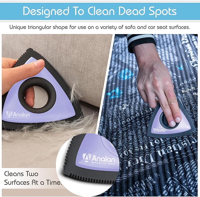 Analan Mini Pet Hair Remover for Car Detailing Supplies, Carpet Dog Hair Remover for Car Interior, Triangle Dog Hair Remover for Auto Detailing, Couch, Furniture, Lint, Carpet(Purple)-PawvioPets
