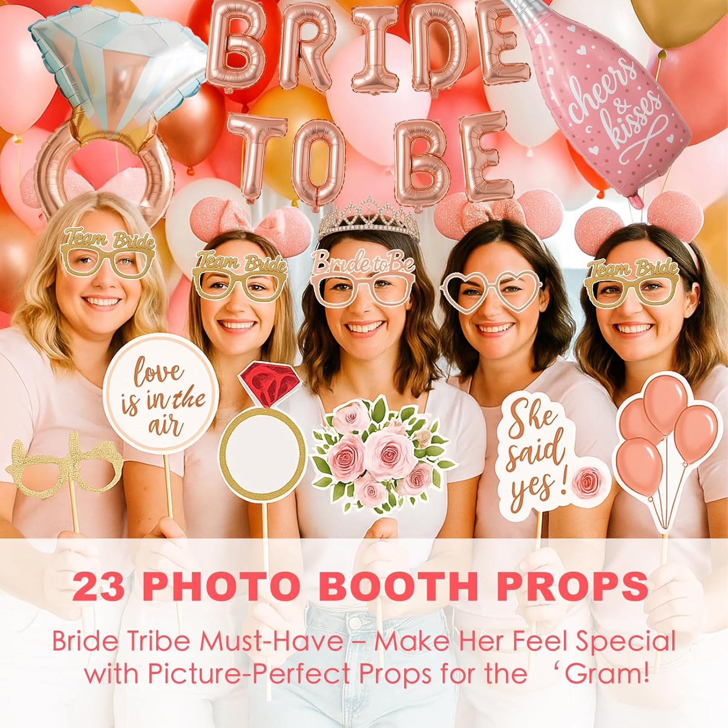 168PCS Bridal Shower Decorations Kit – Rose Gold Bachelorette Party Supplies with Bride To Be Foil Balloon, Shoulder Sash, Veil, Crown, Balloons, Props, Fringe Curtains, Tattoos, Cake Toppers