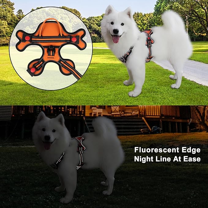 Dog Harness, Adjustable Reflective Dog Vest No Pull Dog Harness with Badge and Bow Tie for Puppy Small Medium Large Dogs-PawvioPets