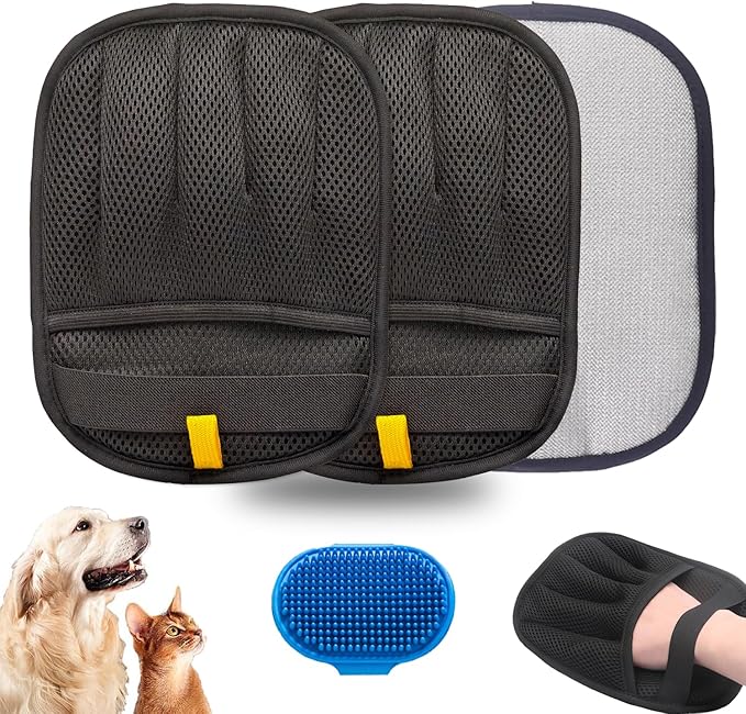 2PCS Pet Hair Remover, Electrostatic Pet Hair Removal Gloves, Reusable Cat & Dog Hair Remover for Couch, Furniture, Carpet, Curtain, Upgraded Animal Fur Removal Tool, Cat Grooming Gloves-PawvioPets