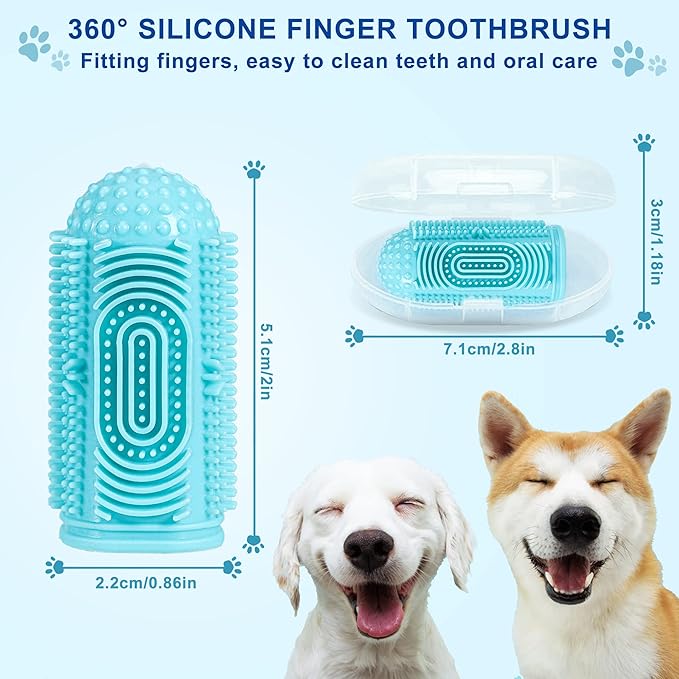 Dog Toothbrush Dog Tooth Brushing Kit Dog Finger Toothbrush for Dog Teeth Cleaning&Dog Dental Care,Cat Toothbrush Dog Tooth Brush Puppy Toothbrush (Blue Green Pink Purple(4-Pack))-PawvioPets