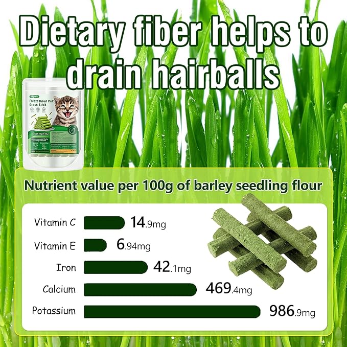 30g Cat Grass Sticks, Delicious Cat Grass Teething Stick Edible Cats Chew Toy Cat Treats Snack for Teeth Cleaning and Hairball Removal-PawvioPets