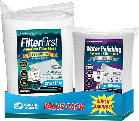 Aquarium Filter Floss for Fish Tank Filters - FilterFirst Aquarium Filter Pad - Media Roll for Crystal Clear Water, Aquatic Experts, 3/4" - 1" Thick (12 Inch Wide, Value Pack)-PawvioPets